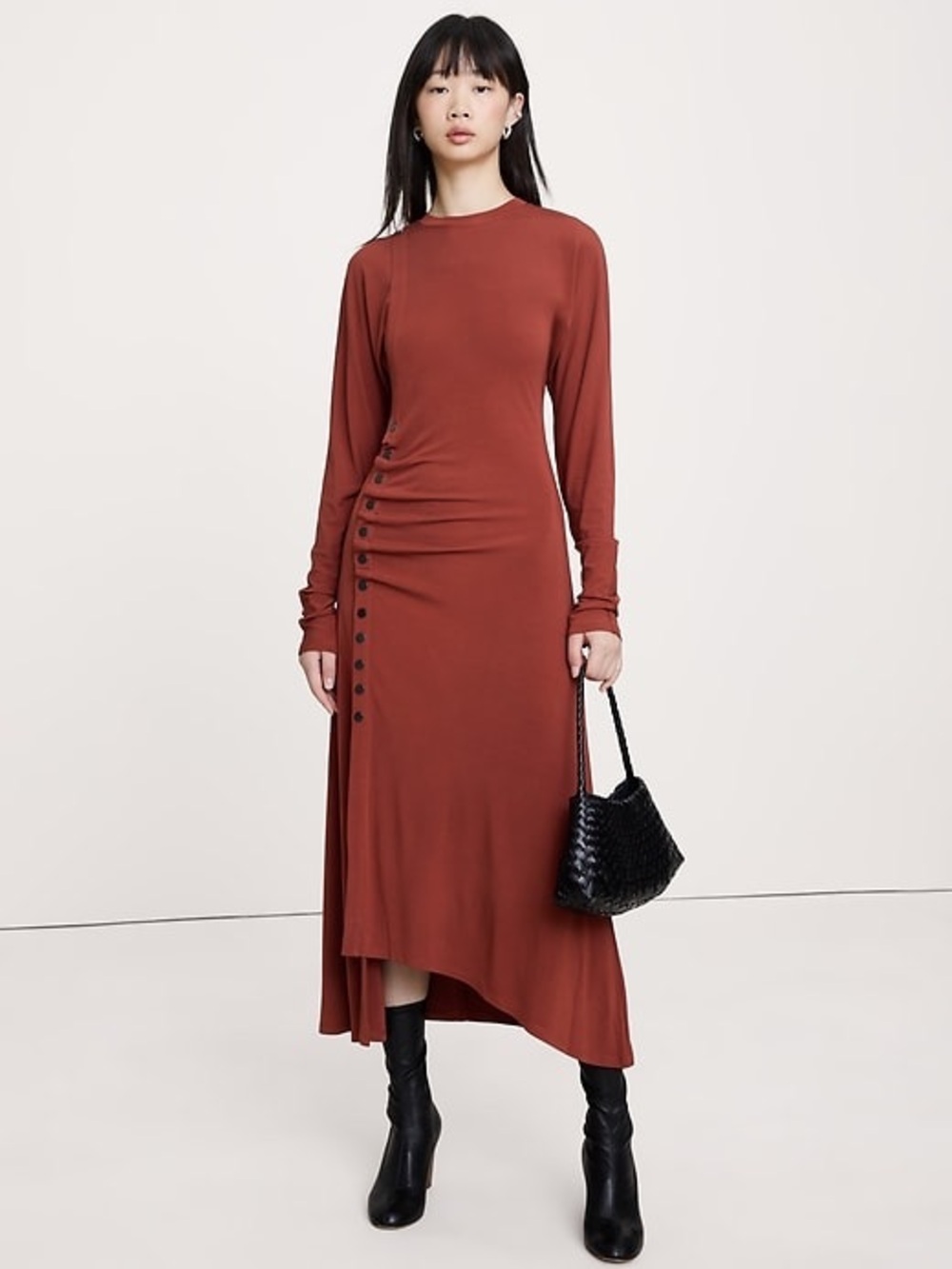 NWT🟠Banana Republic MATTE JERSEY Maxi DRESS Long-Sleeve🟠